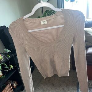 Abercrombie & Fitch Taupe Ribbed Sweater